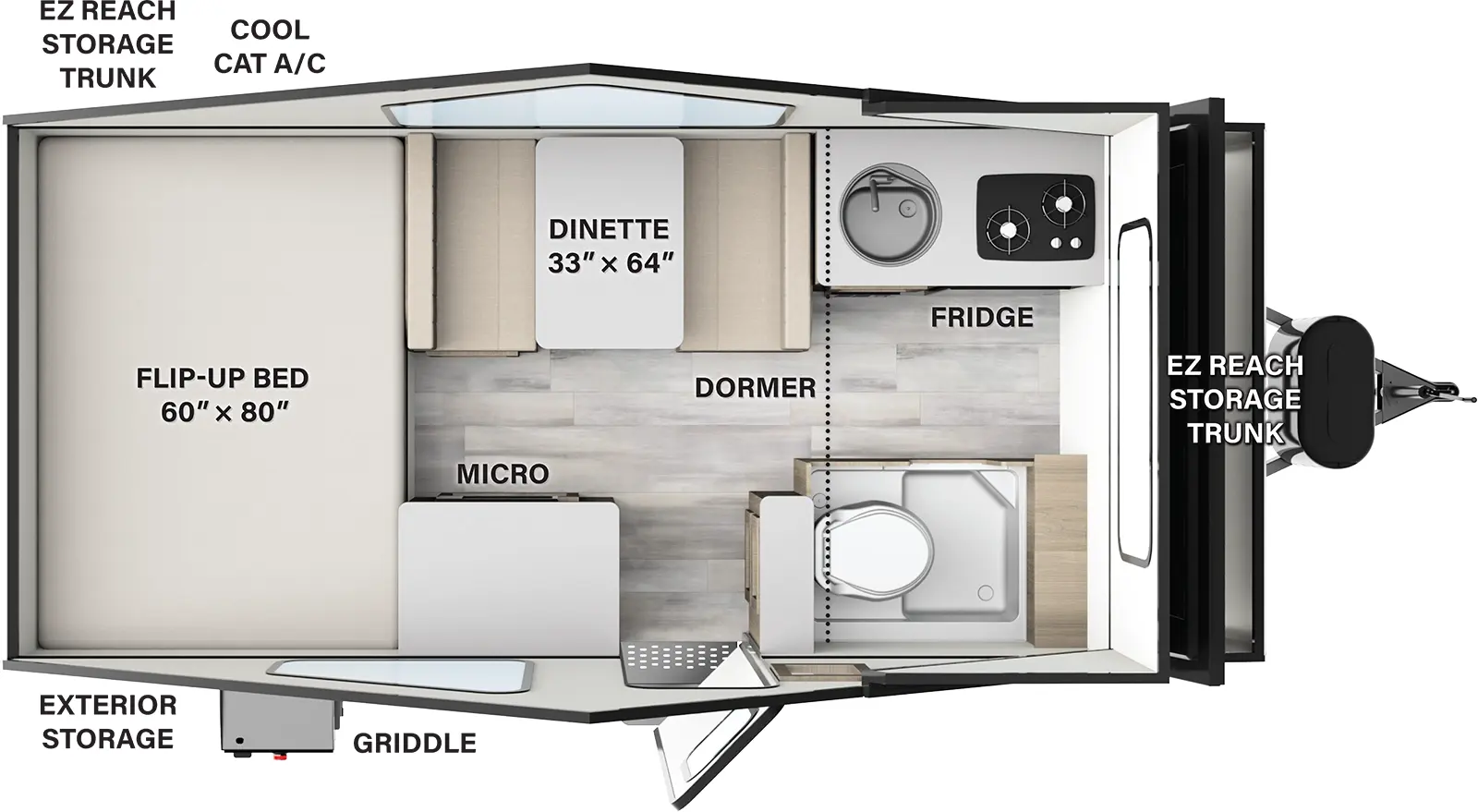 Flagstaff Hard Side Pop Up Campers T21DMHW Floorplan